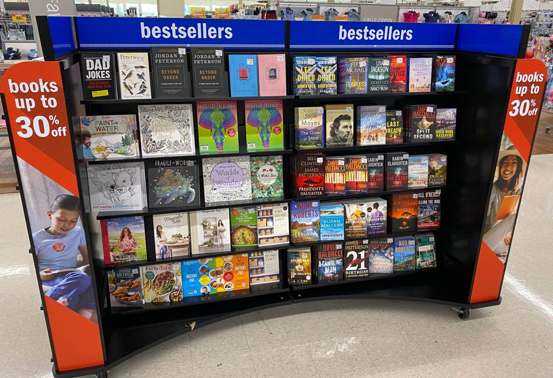 Endcap with bestselling books